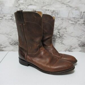 Justin Vintage Brown Roper Cowboy Boots Size 10.5